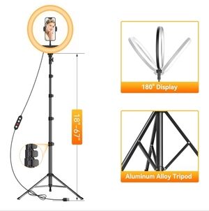 12" LED Photography Ring Light Tripod Stand with Phone Holder &  Selfie Remote